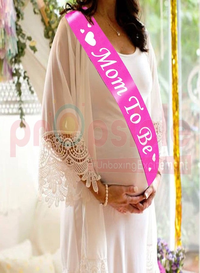 بروبسيكل طقم وشاح ساتان وردي للأم الحامل وأزرق للأب الحامل، مثالي لجلسات تصوير الحمل، وحفلات استقبال المولود - عبوة من قطعتين - Image 5